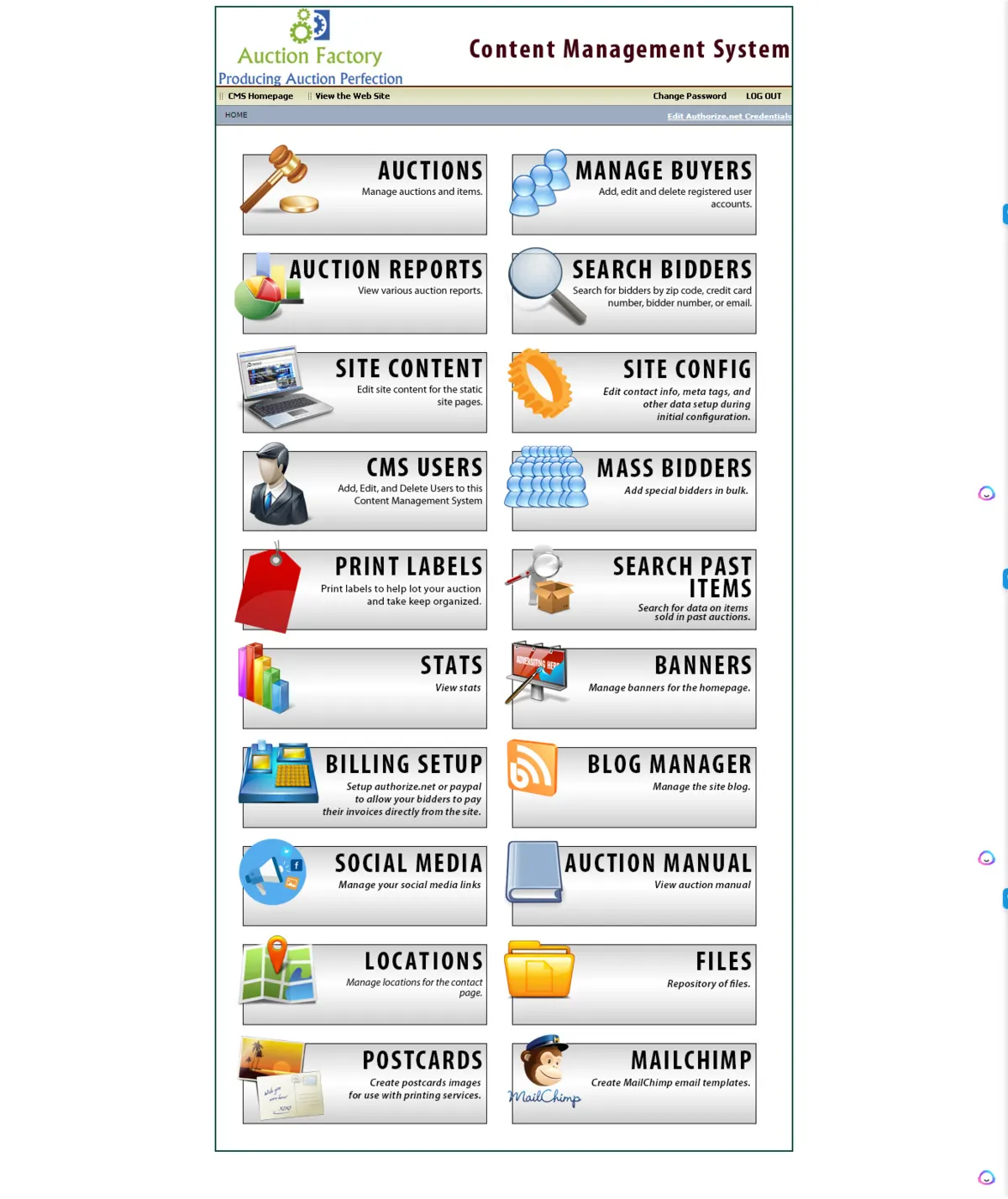 Auction software and ERP interface example