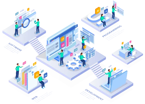 Website software development process illustration